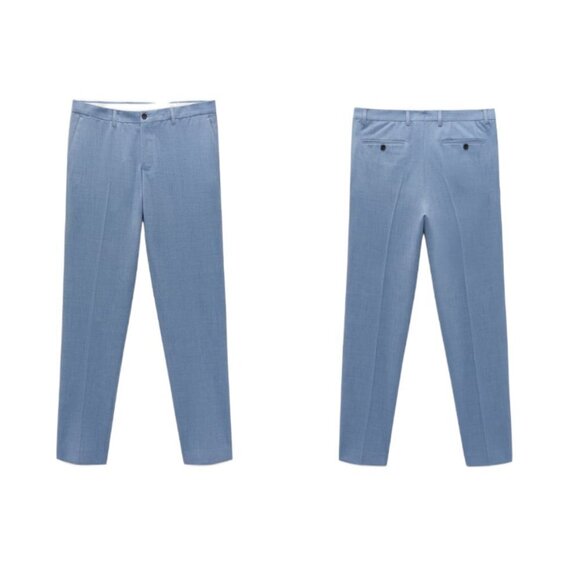 ZARA TEXTURED SUIT PANTS SKY BLUE4534/884